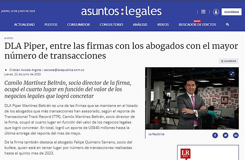DLA Piper, entre las firmas con los abogados con el mayor nmero de transacciones